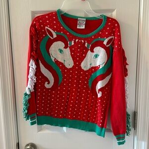 Girls extra large unicorn ugly Christmas sweater